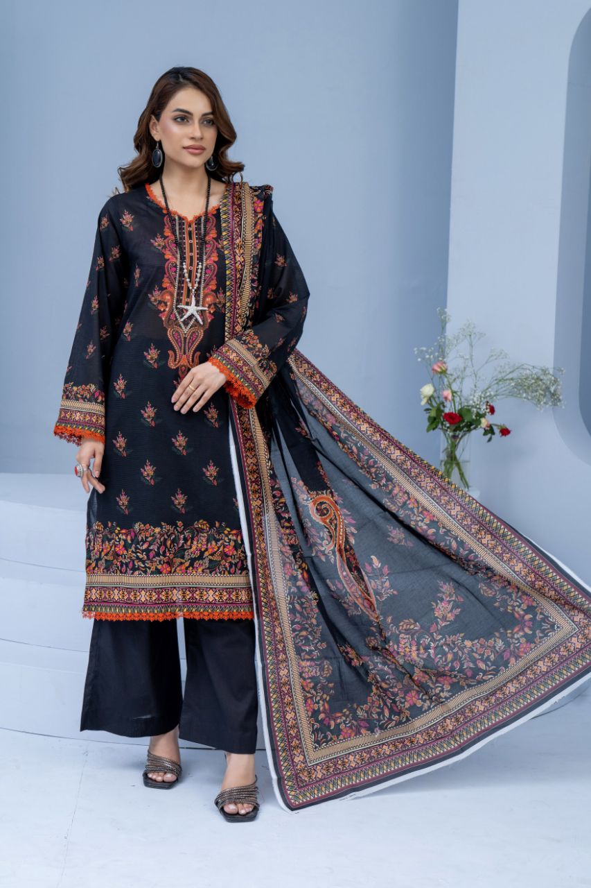 Mojo Berry By Marooj Printed Bana Dora Lawn 3PC