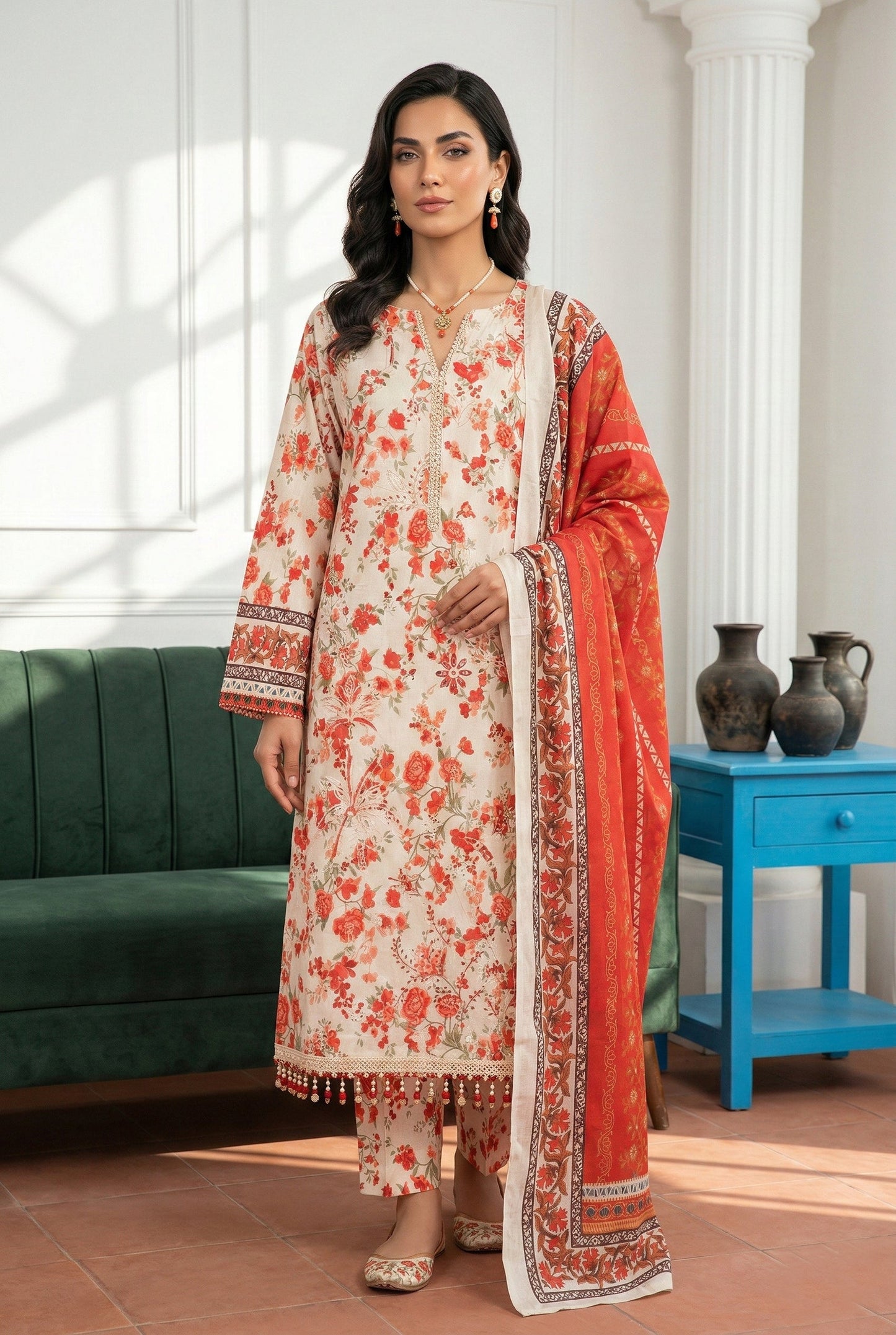 Angan By Anaya Noor Emb & Printed Lawn 3PC