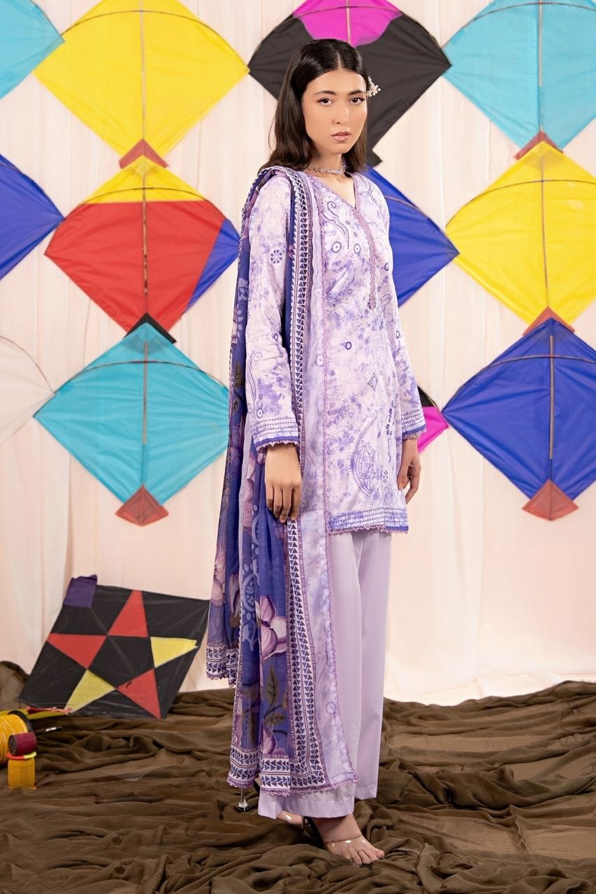 Zesh Airjet Printed Lawn With Bamber Chiffon Dupatta 3PC