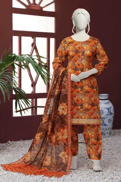 Almeerah Digital Printed Stripe Dora 3PC
