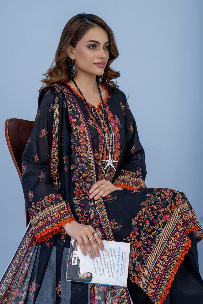 Mojo Berry By Marooj Printed Bana Dora Lawn 3PC