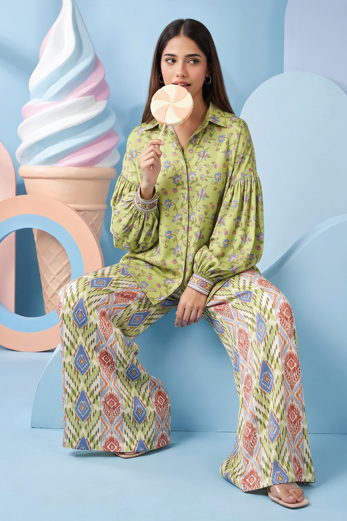Zesh Winter Essential Printed Silk 2PC