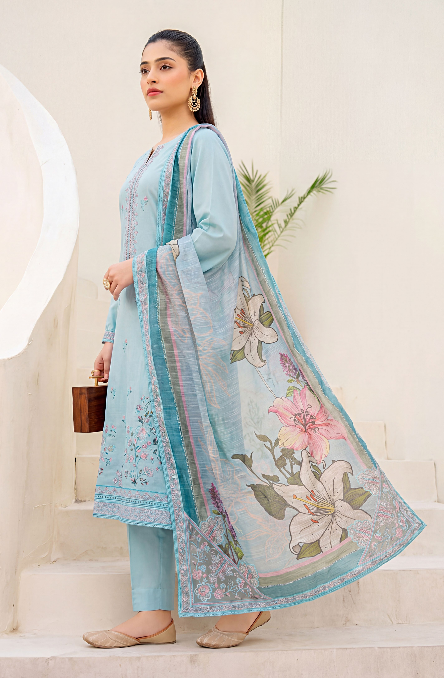 Meadows By Anaya Noor Emb Lawn With Organza Patches 3PC