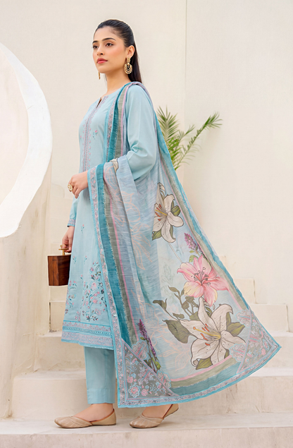 Meadows By Anaya Noor Emb Lawn With Organza Patches 3PC