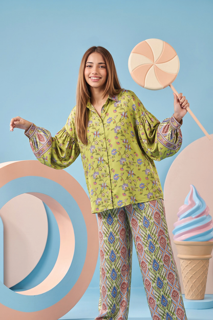 Zesh Winter Essential Printed Silk 2PC