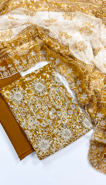 Riwayat Embroidered Lawn With Chiffon Dupatta 3PC