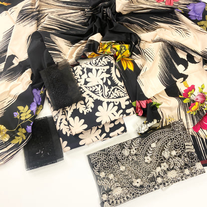 Maria B Printed Linen With Emb Patches 3PC
