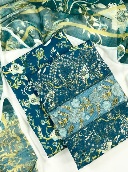 Anaya Noor Emb Bana Dora Lawn With Daman Patches 3PC