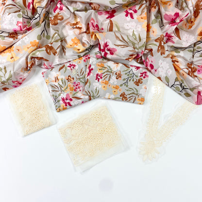 Crimson Luxury Emb Linen 3PC