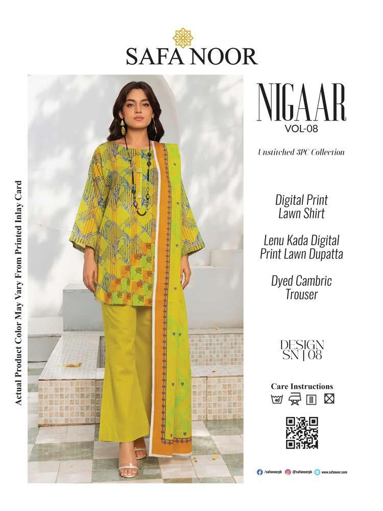 Safa Noor Digital Printed Lawn 3-PC