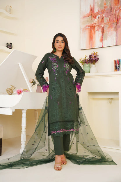 Bin Ilyas Cambric Embroidered 3PC