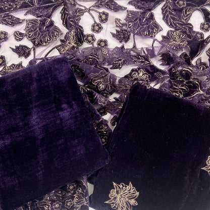 Bareeze Velvet Shawl With Aplic Work 3PC