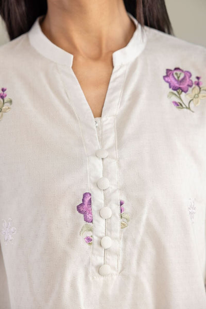 Khaadi Plain Embroidered Stitched Lawn 3PC