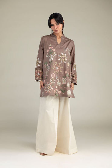 Khaadi Plain Embroidered Stitched Lawn 3PC