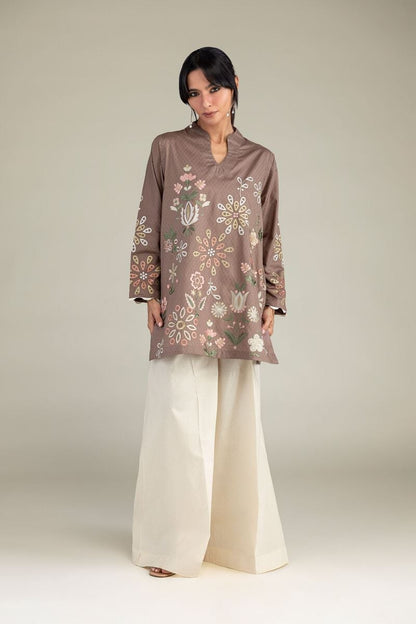Khaadi Plain Embroidered Stitched Lawn 3PC