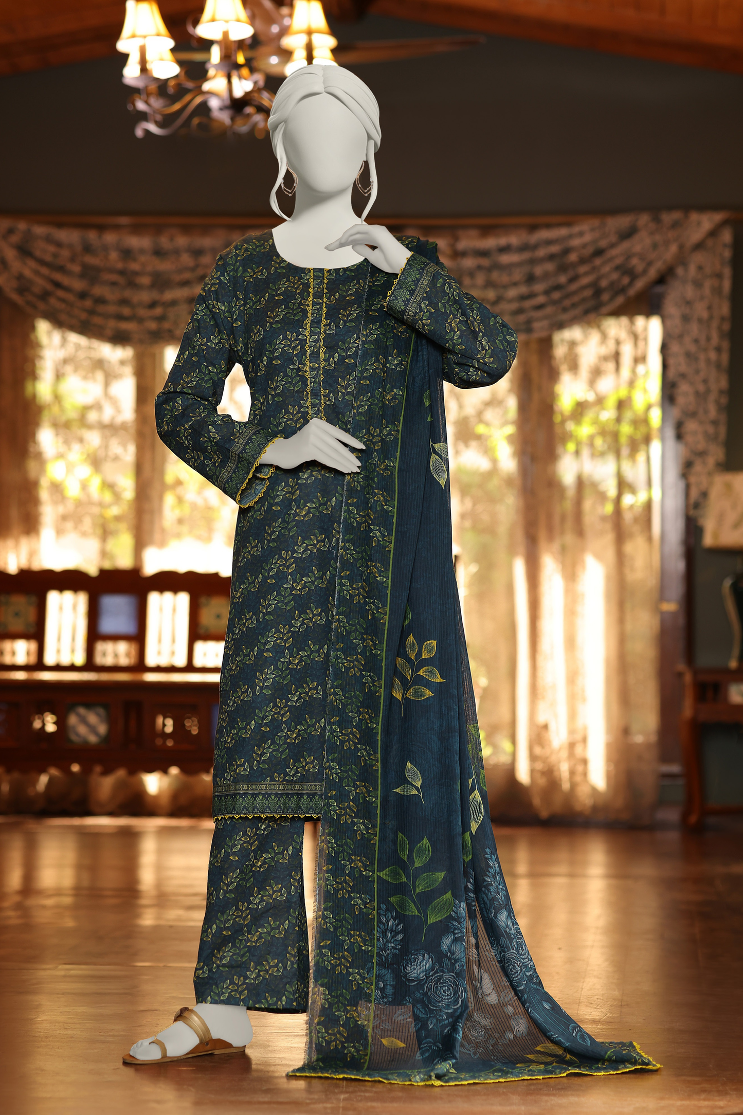 Almeerah Digital Printed Stripe Dora 3PC