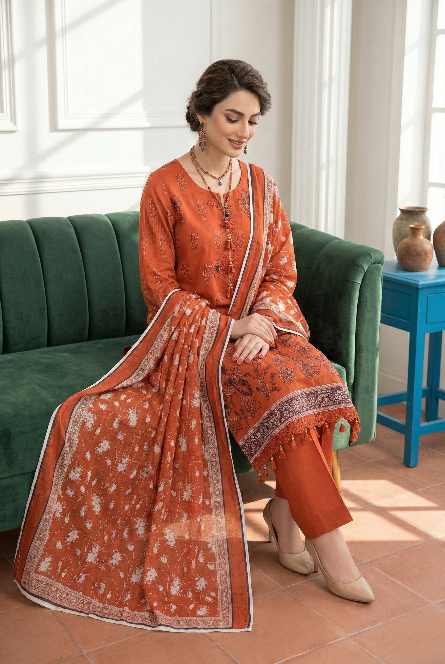 Angan By Anaya Noor Emb & Printed Lawn 3PC