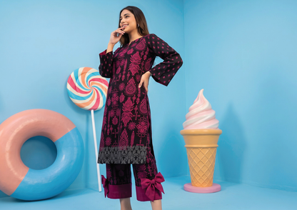 Zesh Winter Essential Printed Silk 2PC