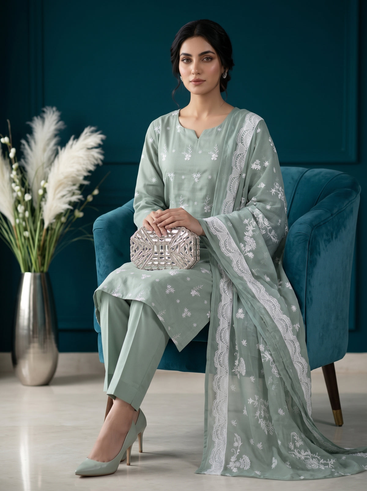 White Rose By Anaya Noor Emb Viscose 3PC