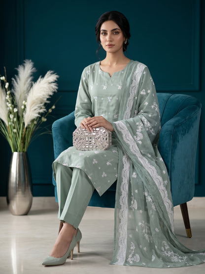 White Rose By Anaya Noor Emb Viscose 3PC