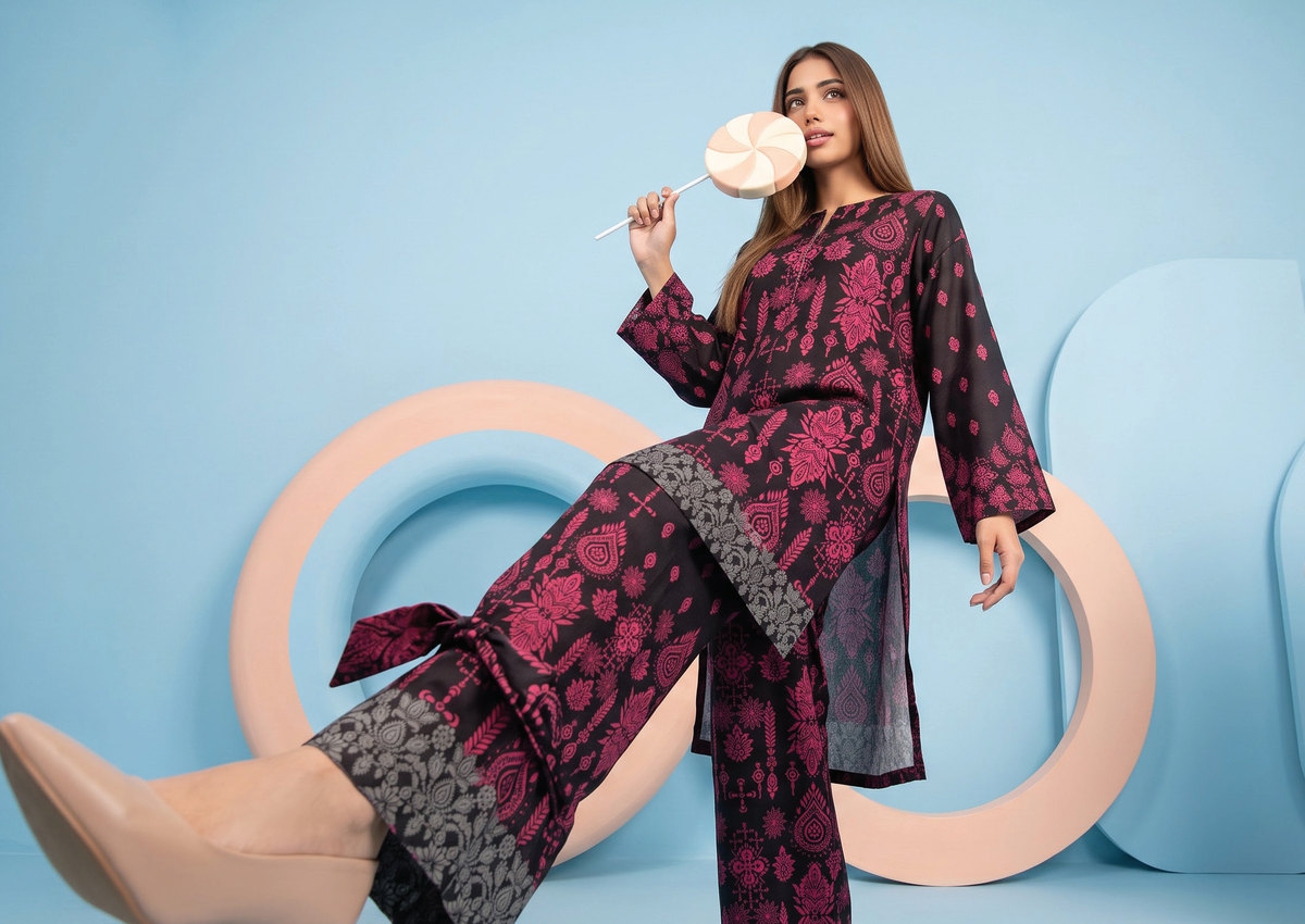 Zesh Winter Essential Printed Silk 2PC