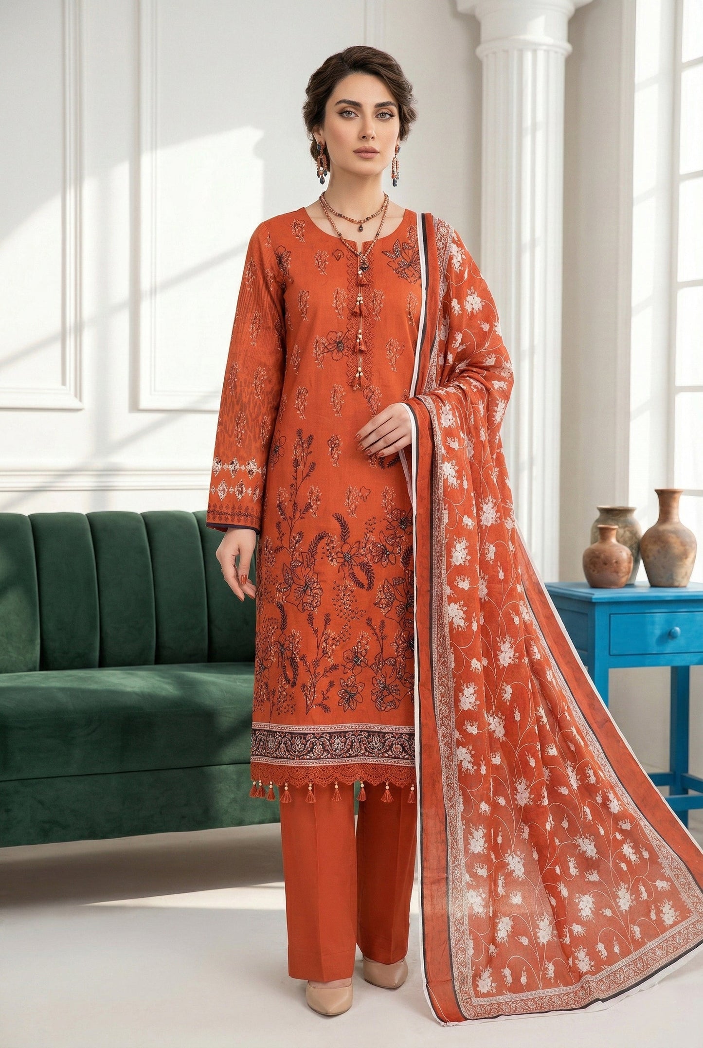 Angan By Anaya Noor Emb & Printed Lawn 3PC