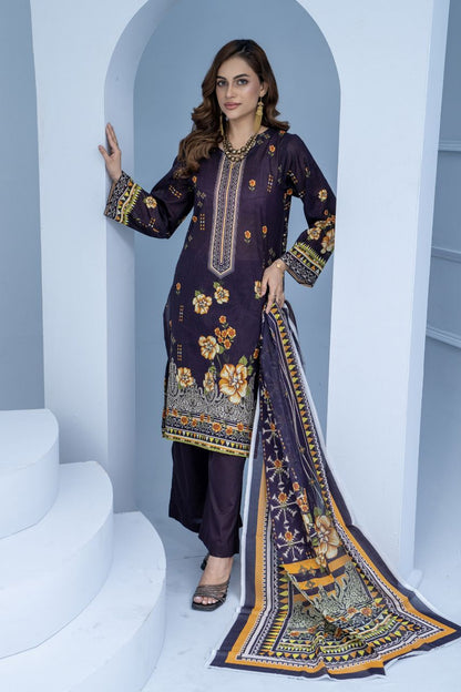 Mojo Berry By Marooj Printed Bana Dora Lawn 3PC