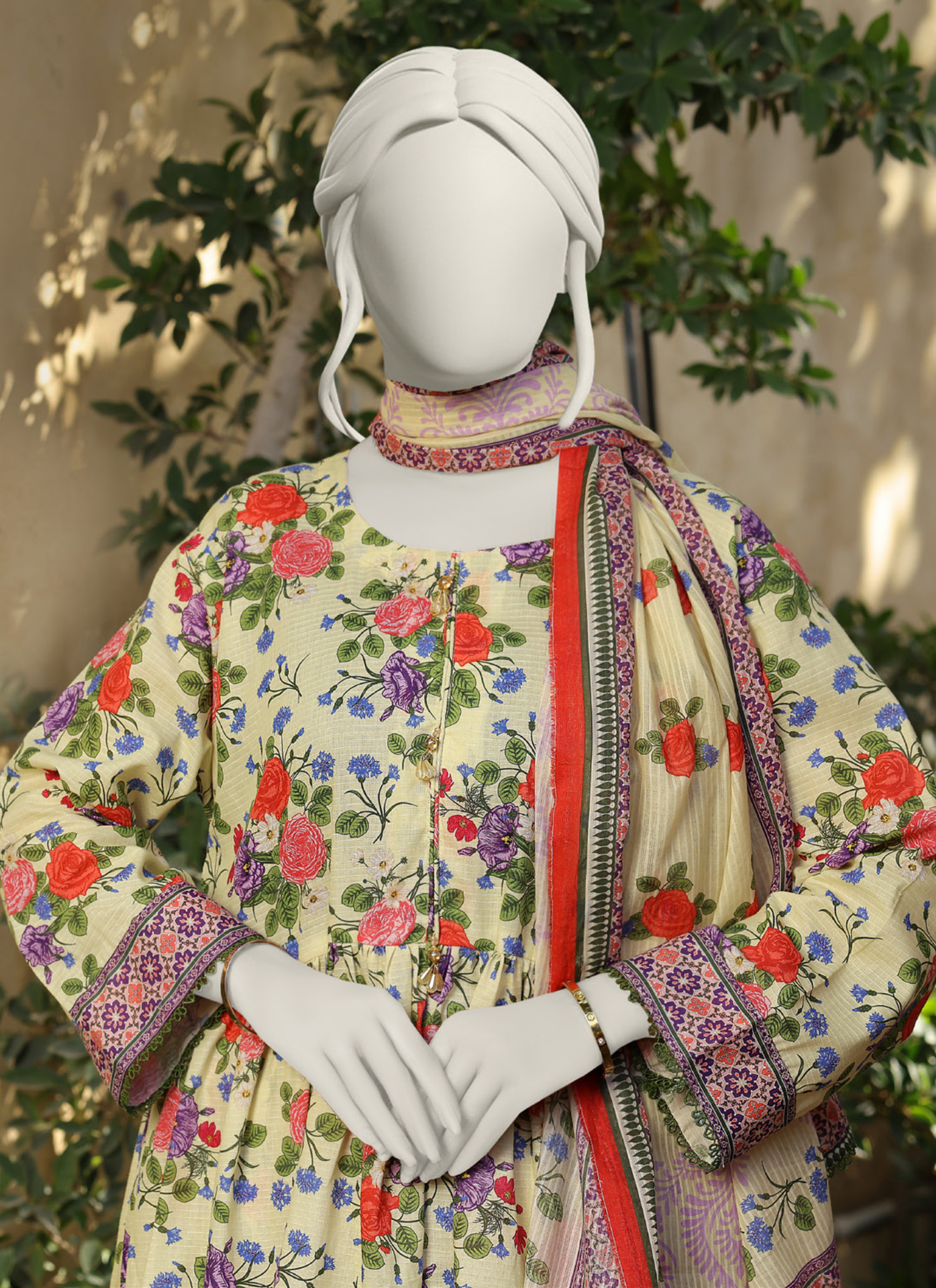 Almeerah Digital Printed Stripe Dora 3PC