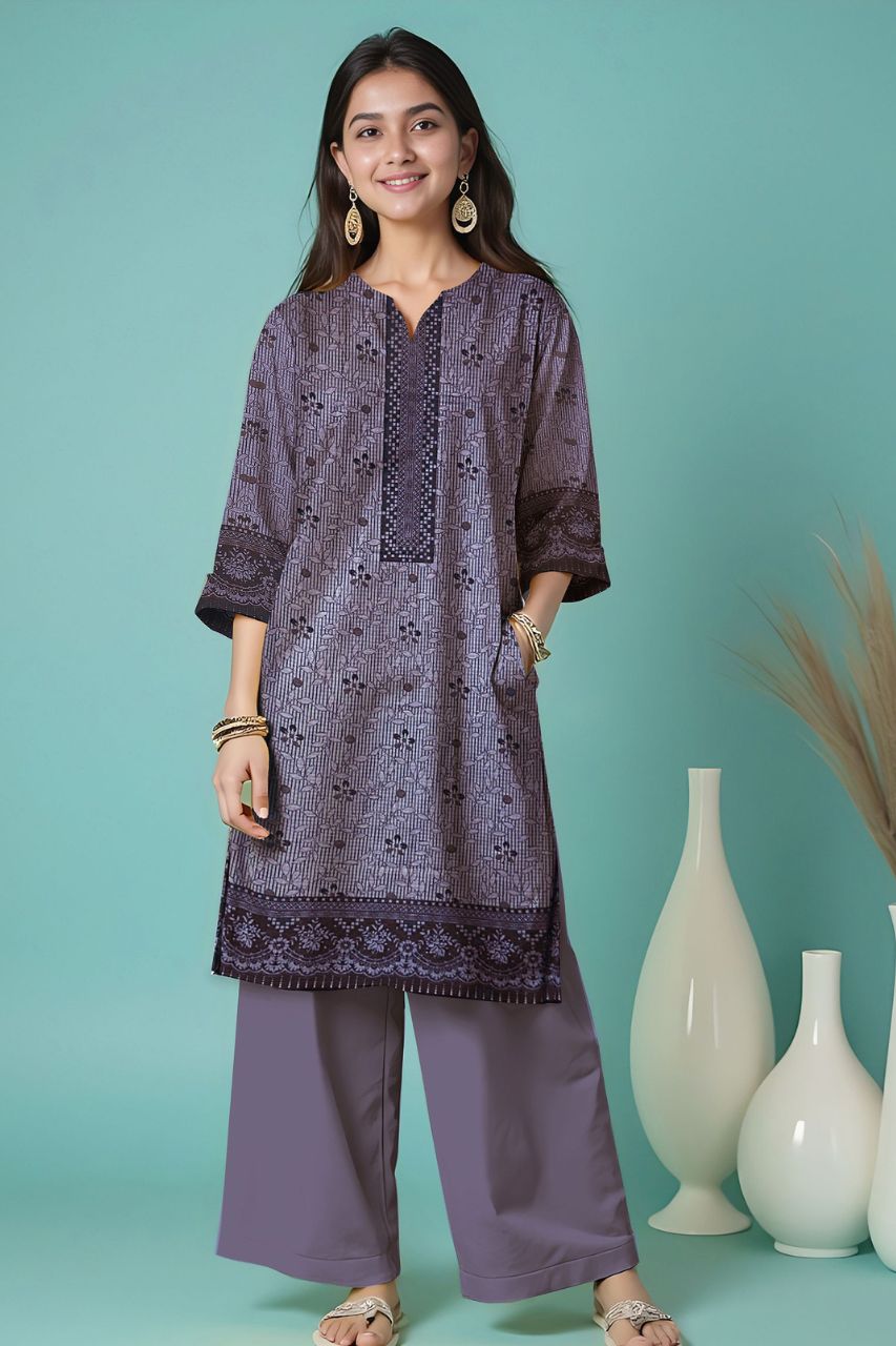 Wania Gold Premium Digital Printed Bana Dora Lawn 2PC