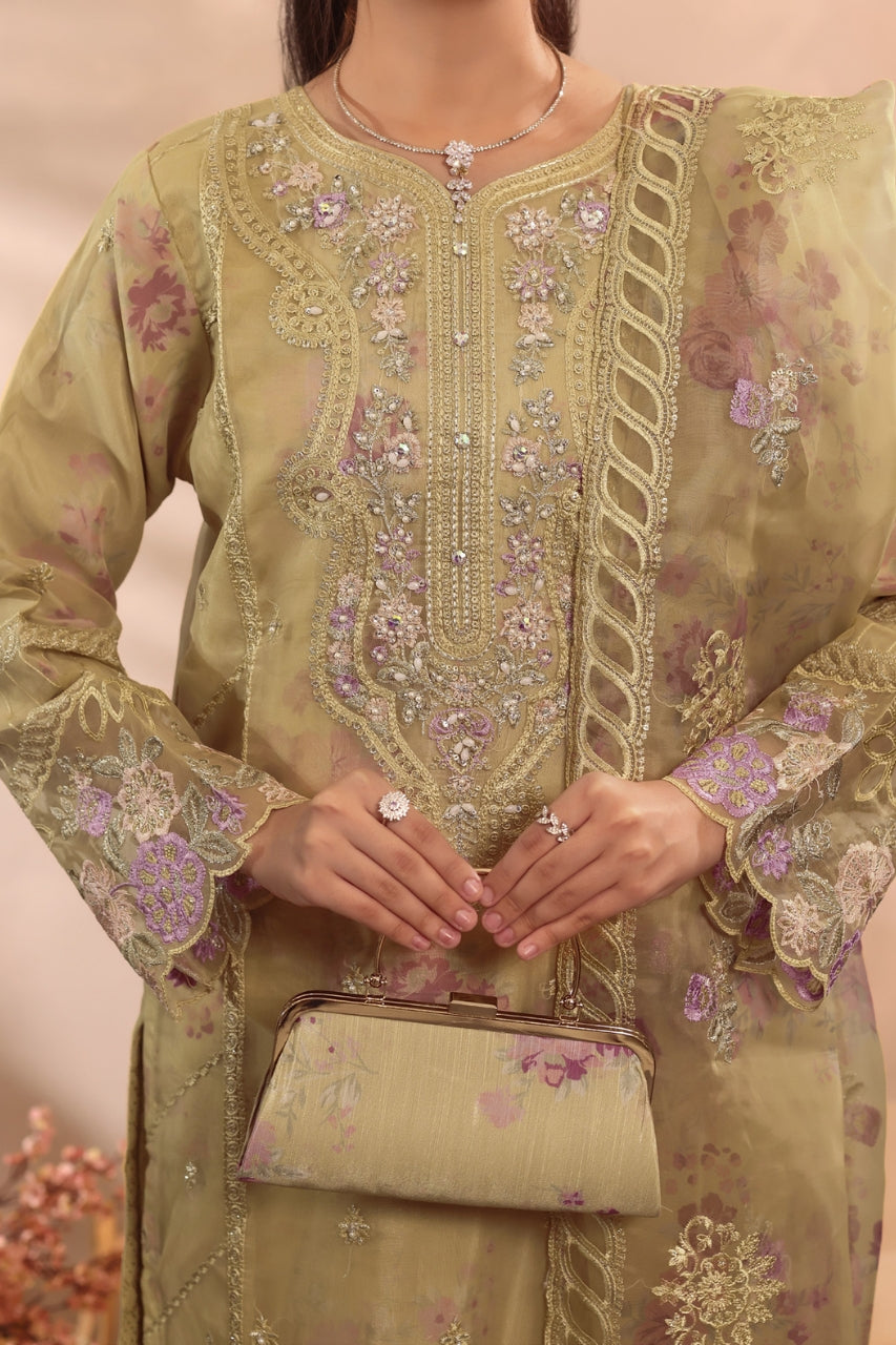 Afsanah By Pak Fabrics Luxury Embroidered Organza Stitched 3PC
