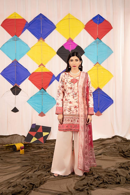 Zesh Airjet Printed Lawn With Bamber Chiffon Dupatta 3PC