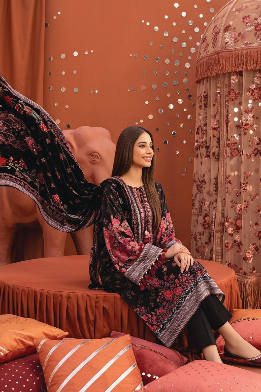 Zesh Printed Velvet Dora Viscose 3PC