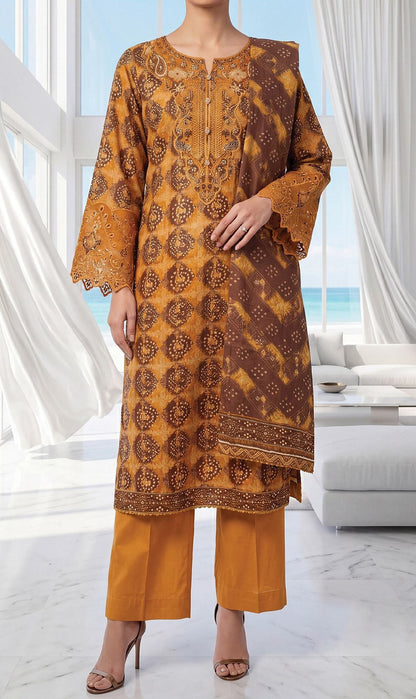 Fleur By Almeerah Premium Printed Lawn With Emb Patches 3PC