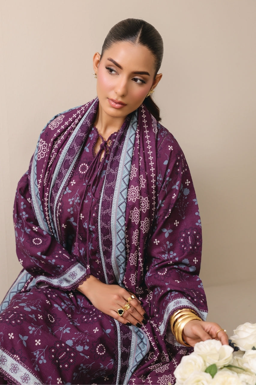 Raqs By Uneq Digital Printed Slub Khaddar 3PC