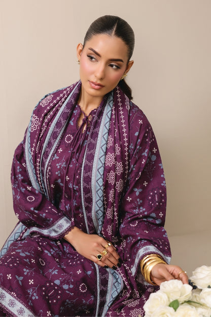 Raqs By Uneq Digital Printed Slub Khaddar 3PC
