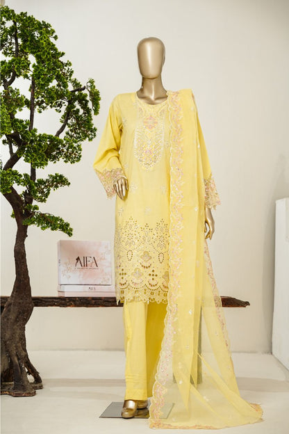 Aifa Luxury Emb Laserkari Dyed Lawn 3PC