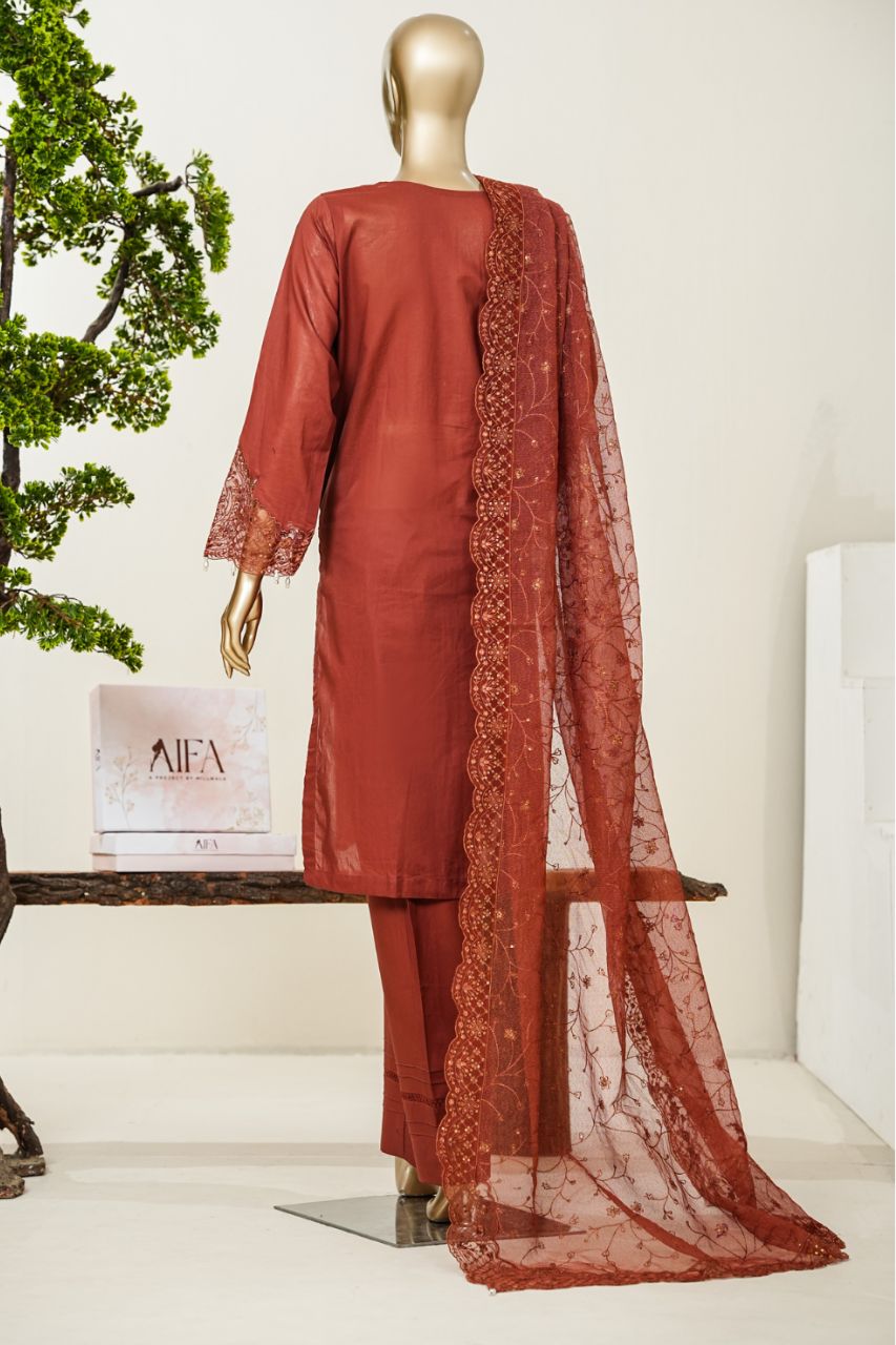 Aifa Luxury Emb Laserkari Dyed Lawn 3PC