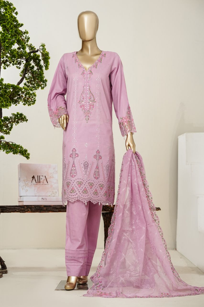 Aifa Luxury Emb Laserkari Dyed Lawn 3PC