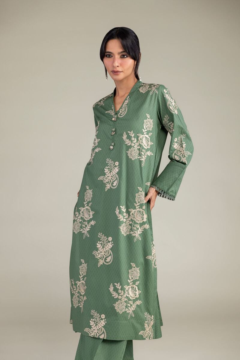 Khaadi Plain Embroidered Stitched Lawn 3PC
