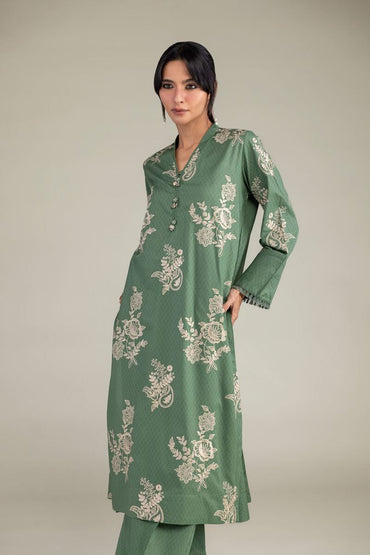 Khaadi Plain Embroidered Stitched Lawn 3PC