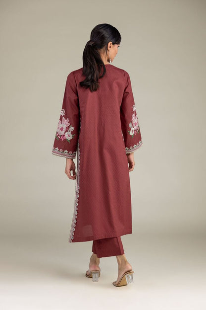 Khaadi Plain Embroidered Stitched Lawn 3PC