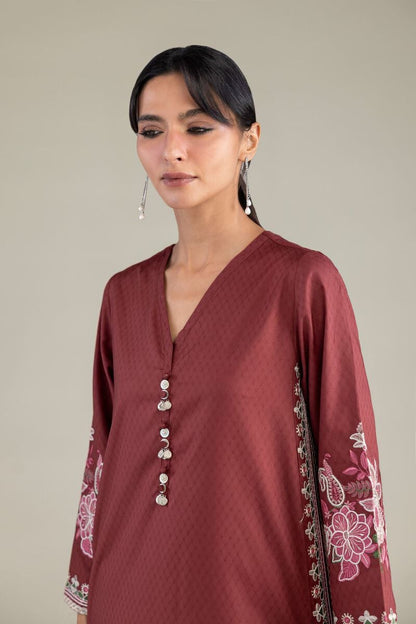 Khaadi Plain Embroidered Stitched Lawn 3PC
