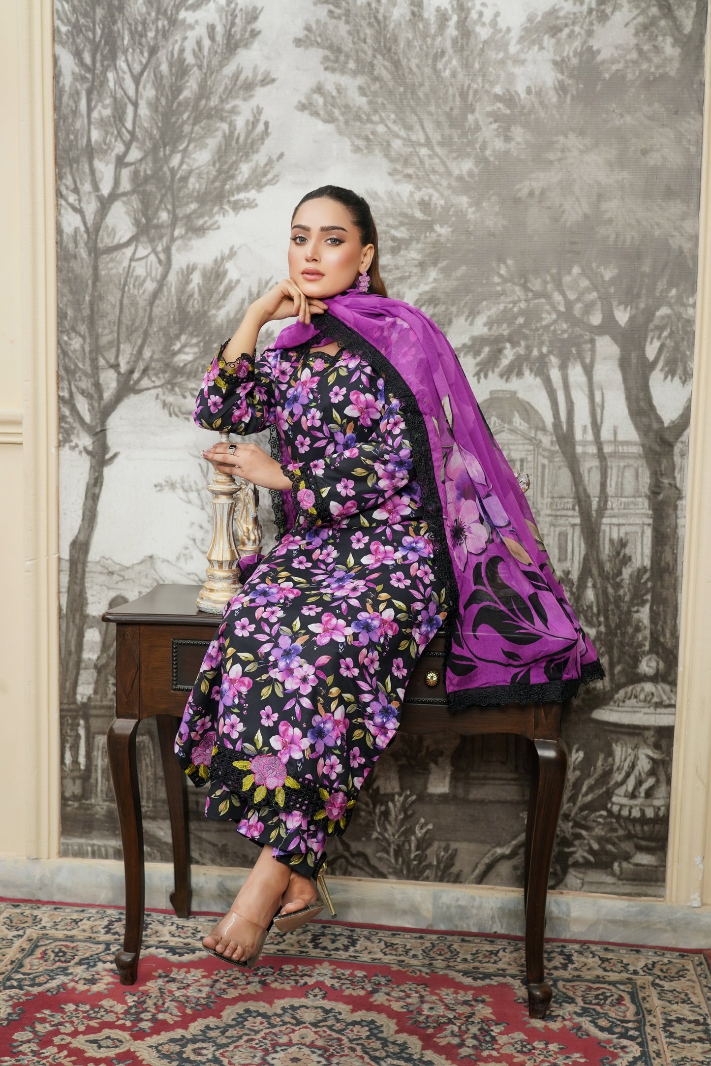 Moco By Anaya Noor Emb & Digital Printed Lawn 3PC