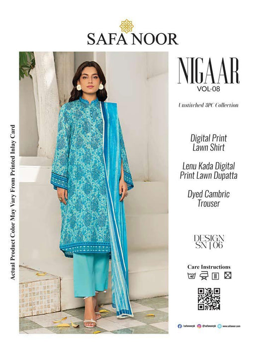 Safa Noor Digital Printed Lawn 3-PC