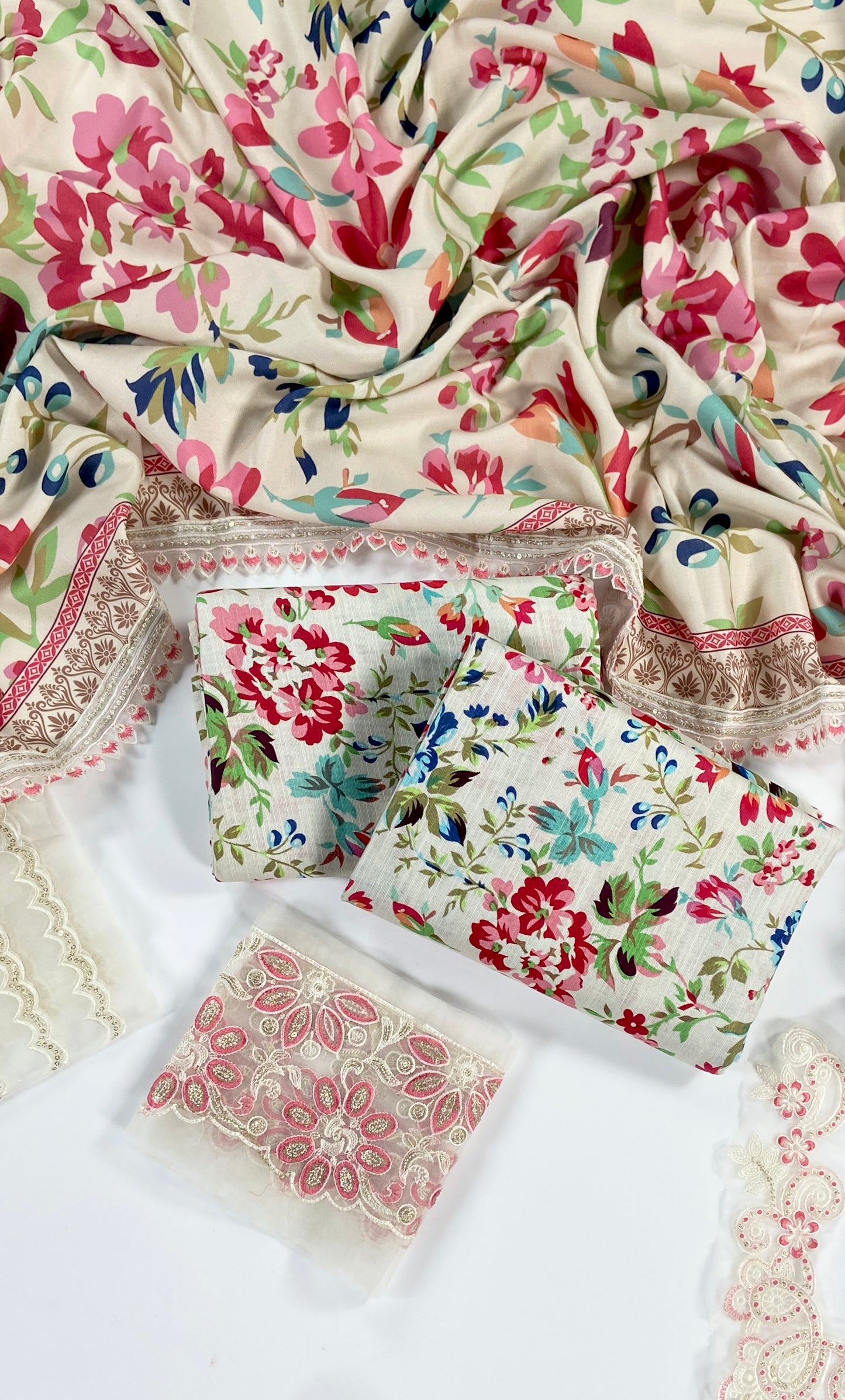 Mohagni Printed Slub Khaddar With Emb Patches 3PC