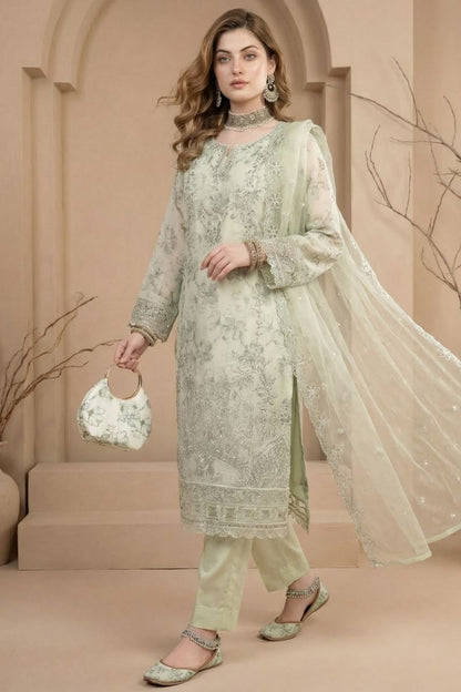 Huda | Dressline | Semi-Stitched - Organza