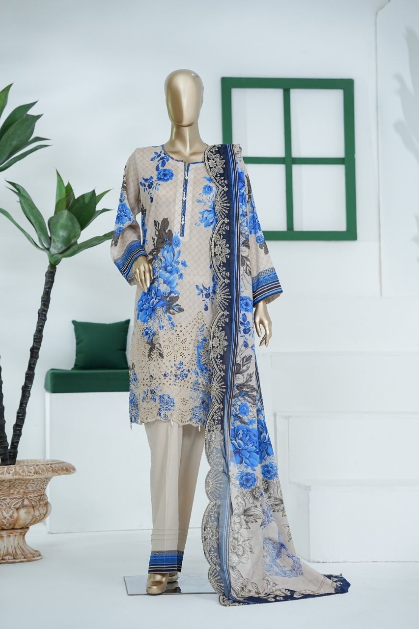 Umang By Aifa Printed & Chickenkari Emb Lawn 3PC