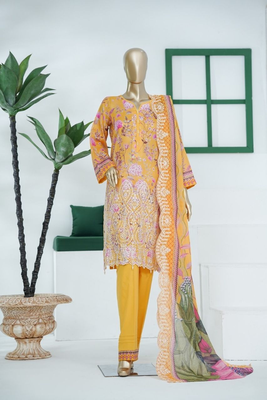 Umang By Aifa Printed & Chickenkari Emb Lawn 3PC