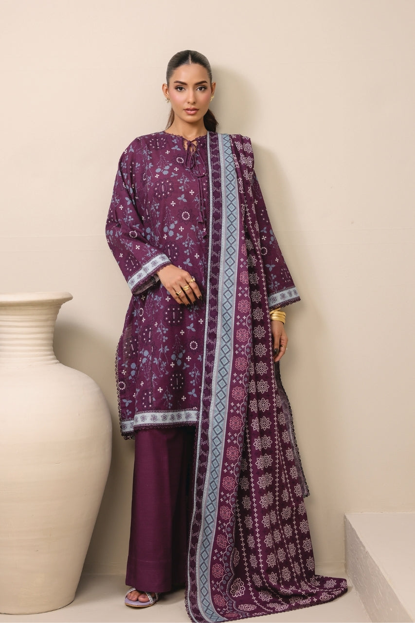 Raqs By Uneq Digital Printed Slub Khaddar 3PC