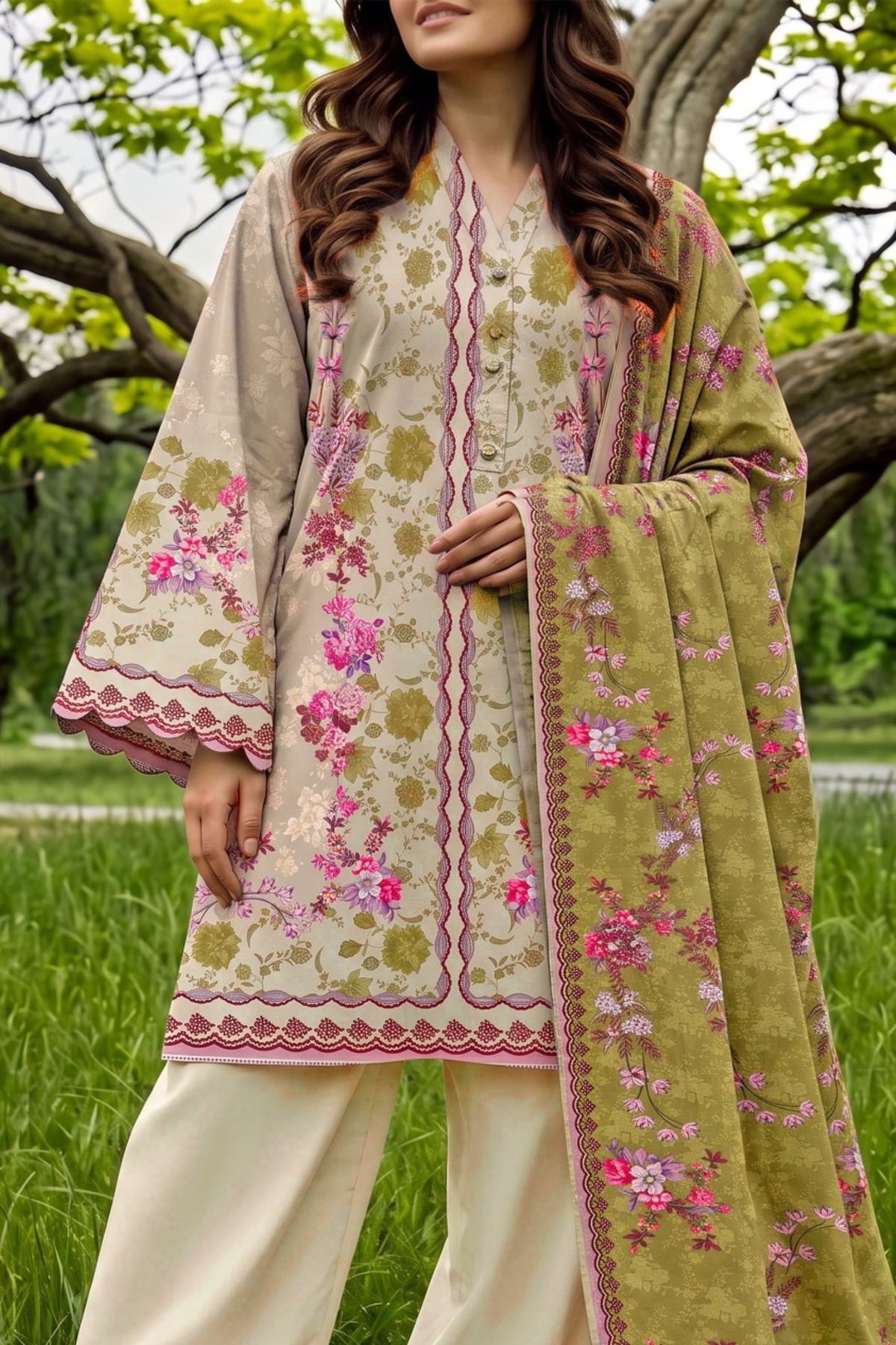 Saya Premium Printed Linen 3PC